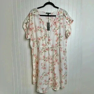 NWT New Glory white floral lightweight short sleeve dress size 3X D44